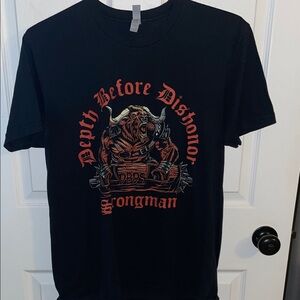Strongman Graphic Tee - Black with Red & Brown Design
